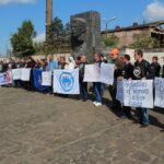 Workers, lead by the MMWU, rally in Kachkanar on 28 February 2016. Photo: MMWU