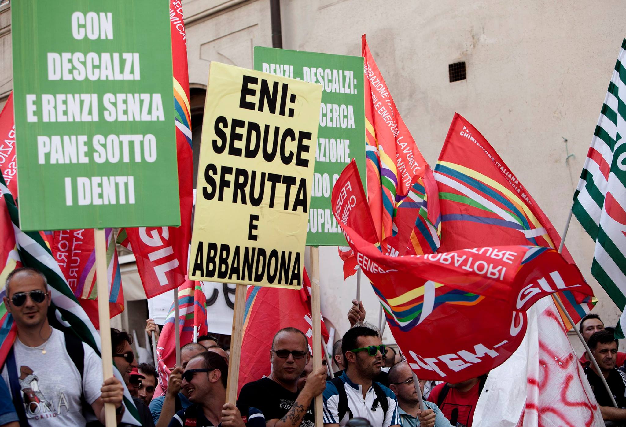 Protesta en Roma, foto de Filctem-Cgil