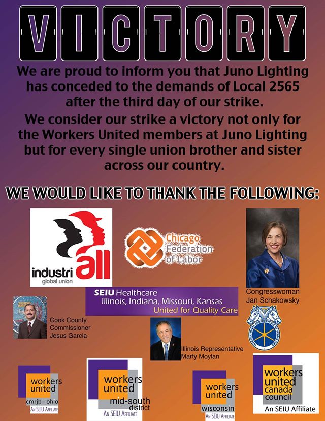 "VICTORIA" Cartel con un mensaje de gratitud de Workers United