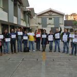 Participants at Anglo-American Network meeting in Chille show solidarity for striking workers at German Creek