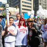 Brazilian unions protest during the torch relay