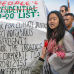 Miembros de la sociedad civil lamentan la victoria de un “negador del clima” en las elecciones presidenciales de Estados Unidos y piden a todas las personas que asuman una mayor responsabilidad en la acción sobre el clima. Foto de IISD/Kiara Worth (http://www.iisd.ca/climate/cop22/enb/9nov.html) 