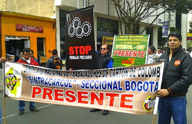 Colombian unions demonstrate for WDDW