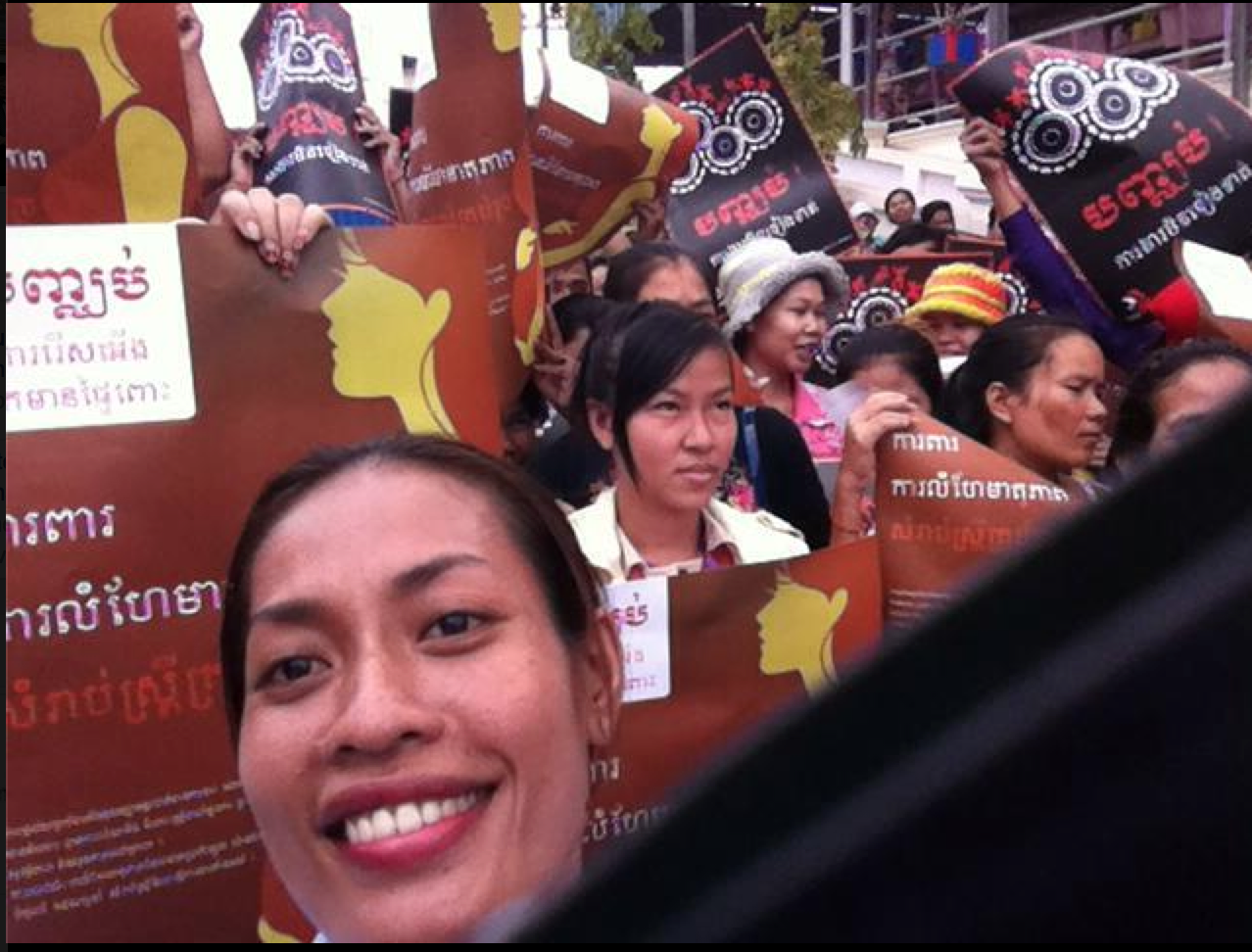 Cambodian garment workers taking action against precarious work on 7 October, 2015.