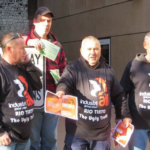 Protesters outside the Rio Tinto AGM in Melbourne. 