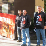 Protesters outside the Rio Tinto AGM in Melbourne. 