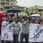 Líderes sindicales de todo el mundo se unieron a los sindicatos de Sri Lanka en la manifestación del 8 de noviembre en Colombo.