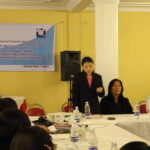 Khaing Zar, Secretario General Adjunto de la Federación de Trabajadores Industriales de Myanmar, en momentos en que hacía uso de la palabra en la reunión de IndustriALL en Yangon.