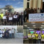 Trabajadores de la electricidad en huelga en Marruecos.