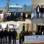 Trabajadores de la electricidad en huelga en Marruecos.