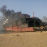 Пятеро рабочих сгорели заживо в результате пожара на борту контейнерного судна LPG.