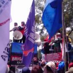 Protestors are demanding a new minimum wage for 2016 and improved labour laws. 
