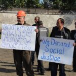 Manifestación de sindicatos de Georgia en favor de trabajos dignos, en ocasión de la Jornada Mundial por el Trabajo Decente. IndustriALL