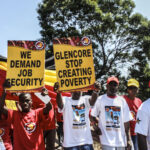 Members of NUM rally against Glencore on 21 February