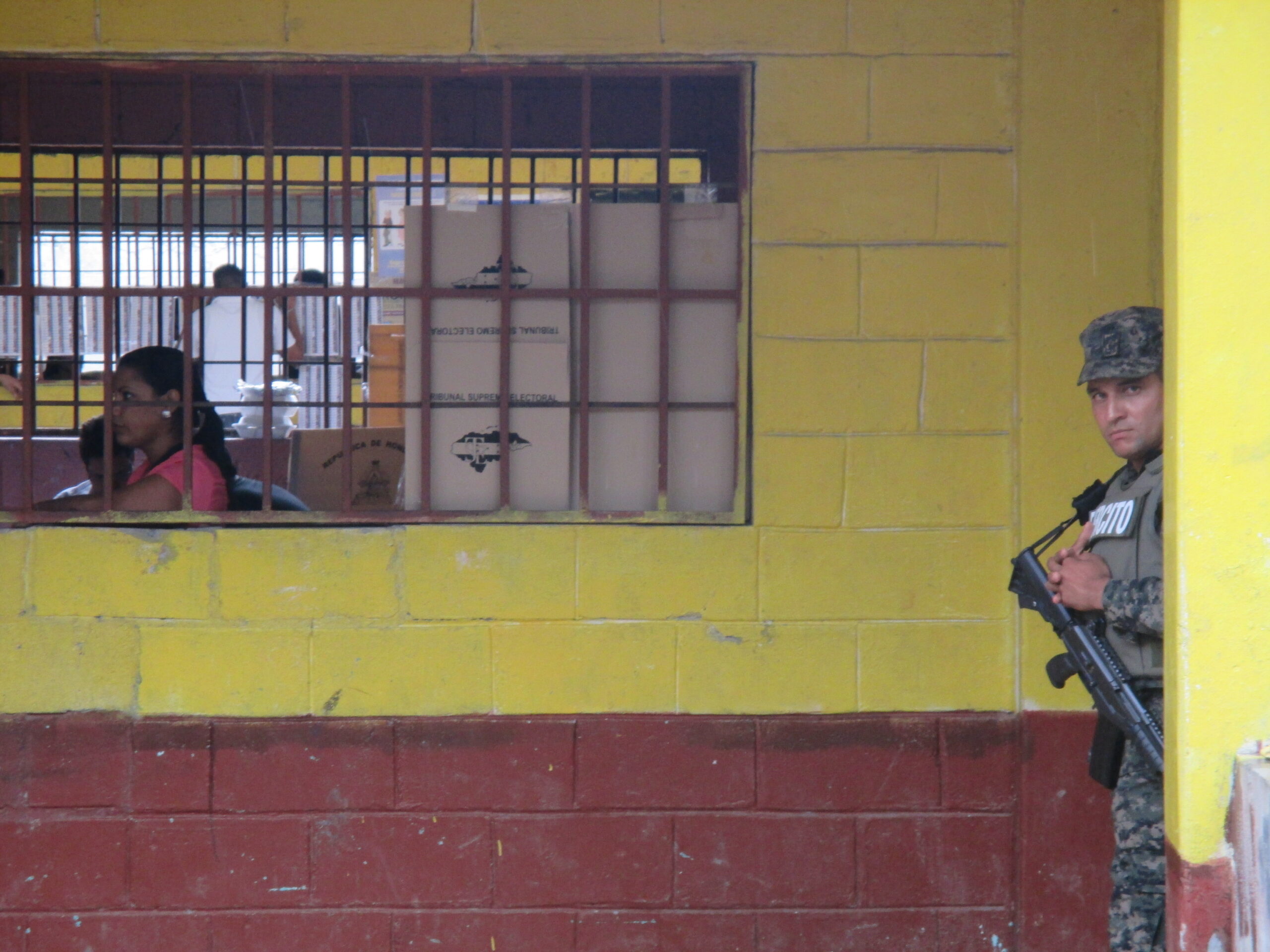 The army maintained a heavy presence within the voting centers.