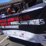 Labour activists march through Cape Town, South Africa, to deliver the declaration of the Alternative Mining Indaba.