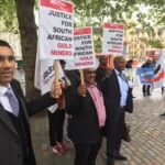 IndustriALL and NGOs demonstrate outside the Anglo American AGM on 24 April.