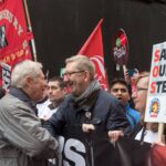 Len McCluskey of Unite marches with steel workers in London. Photo: Unite