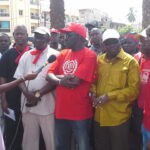 Des affiliés d'IndustriALL défilent au Sénégal. 