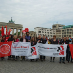 В Берлине IndustriALL отметил Первомай вместе с LabourStart и Международным союзом работников пищевой и табачной промышленности, сельского хозяйства, гостиничного и ресторанного обслуживания, общественного питания и смежных отраслей (IUF).