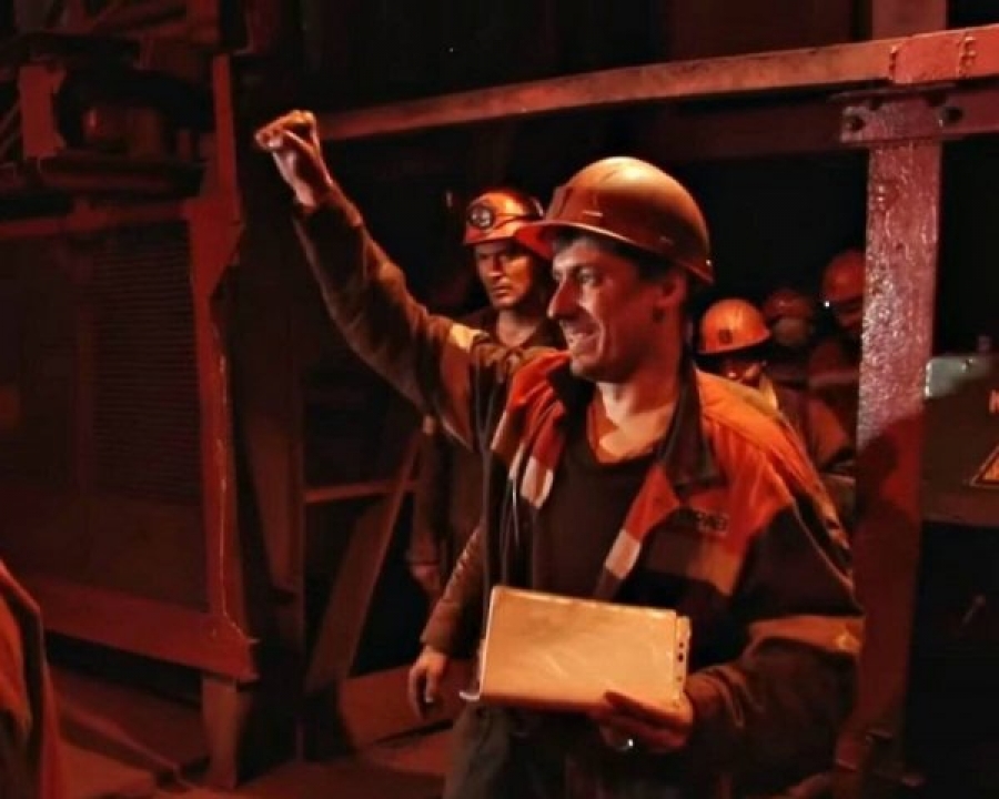 Serhiy Barabashuk and other miners are on a two-day underground protest in May 2017