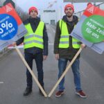 "Together for 6% more money, together for more time for ourselves". Photo: Norbert Fellecher / IG Metall