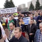 The protest in the city Yuzhnoukrainsk