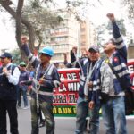 Workers at the Shougang Hierro mine in Peru during the general strike