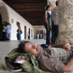 Rubén on hunger strike, before being brought to hospital. 