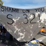 A May Day protest in support of Dave McLachlan