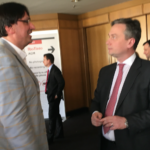 IndustriALL assistant general secretary Kemal Özkan and Rio Tinto's coming CEO Jean-Sébastien Jaques at the Brisbane AGM