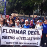 Workers protesting to reinstate the sacked workers at Yves Rocher subsidiary (photo credit Evrensel)