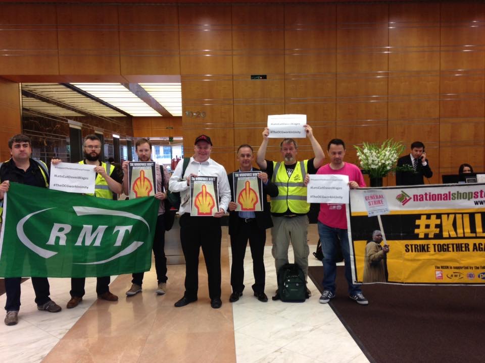 RMT activists occupy Shell HQ in London