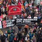 Steelworkers march in London. Photo: Unite