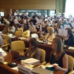 Representantes de los trabajadores protestan en Ginebra contra Suazilandia ante la Conferencia Internacional del Trabajo