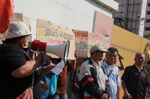 Solidarity action outside Cambodia Embassy, Bangkok