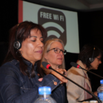 Monica Veloso, CNM CUT, Brasil y copresidenta del comité de mujeres de IndustriALL, y Jenny Holdcroft, Secretaria General Adjunta de IndustriALL